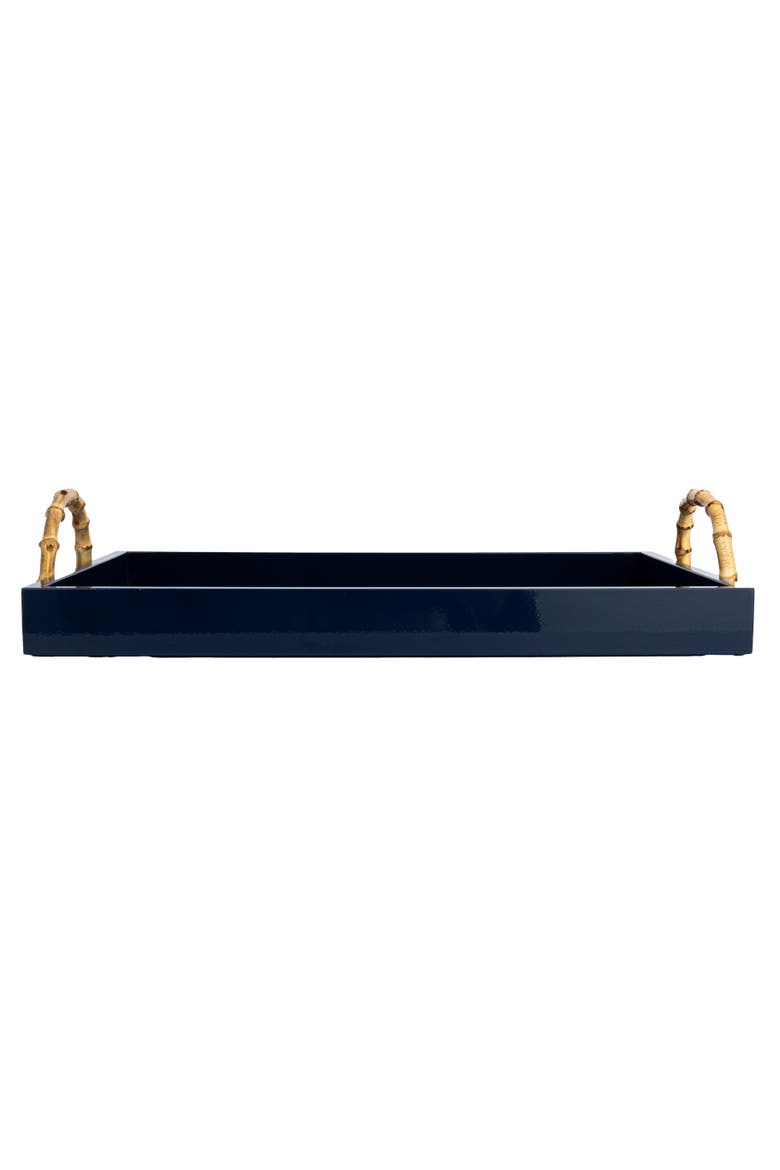 Wide Nautical wood Tray, Navy, Alternate, color, Blue