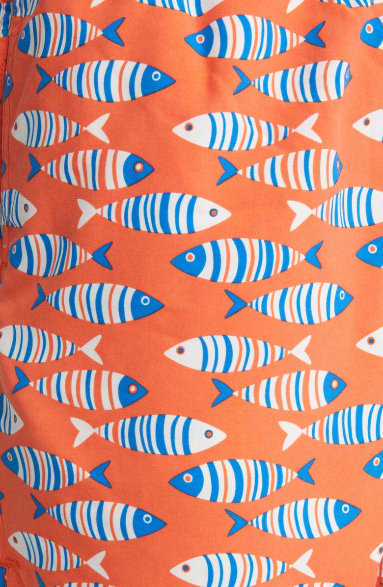 Tom & Teddy Fish Swim Trunks, Alternate, color, Striped Orange