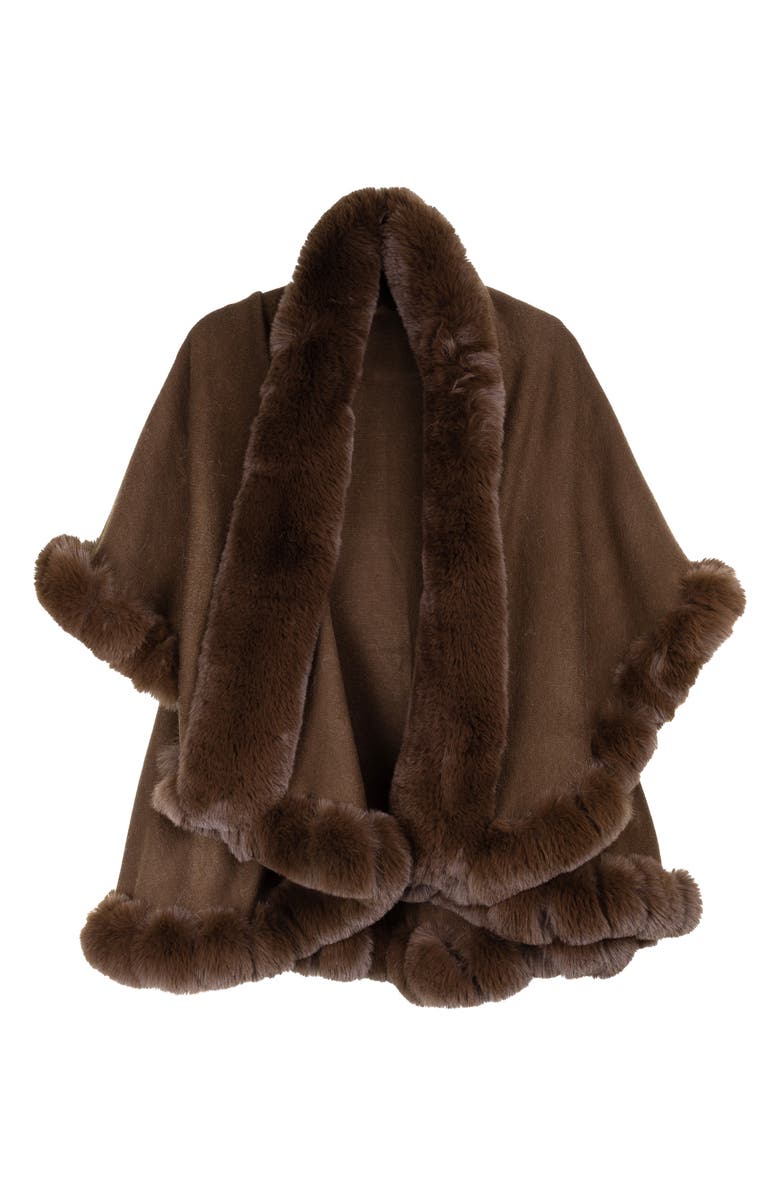 SAACHI Tiered Faux Fur Cardigan, Alternate, color, Brown