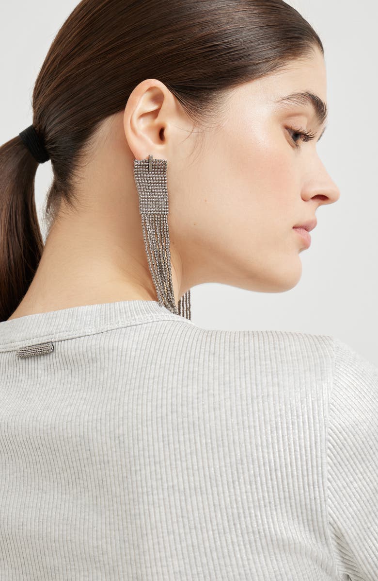 Brunello Cucinelli Sparkling jersey T-shirt, Alternate, color, Silver