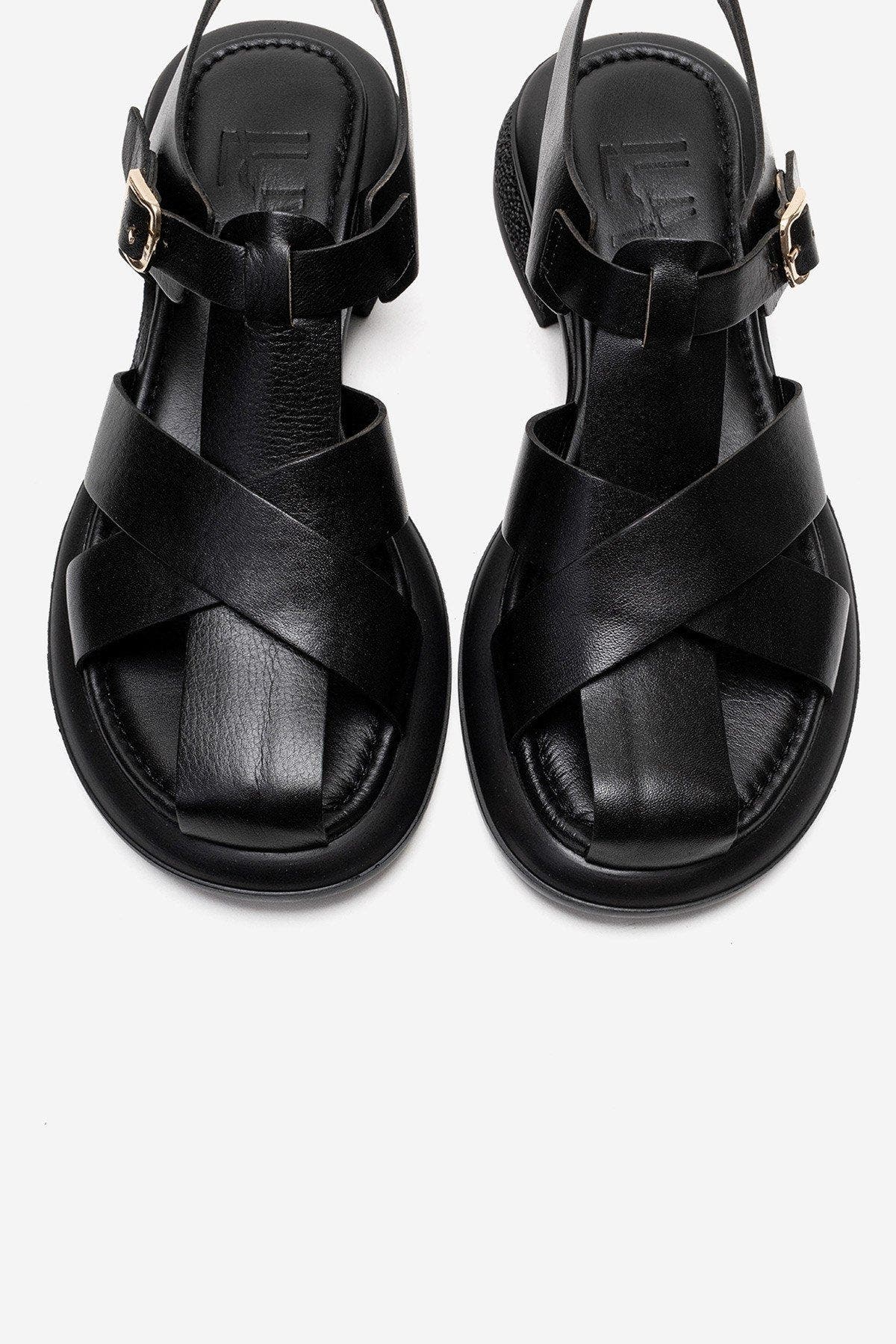 Forever & Always Shoes Guido Leather Sandal, Alternate, color, Black