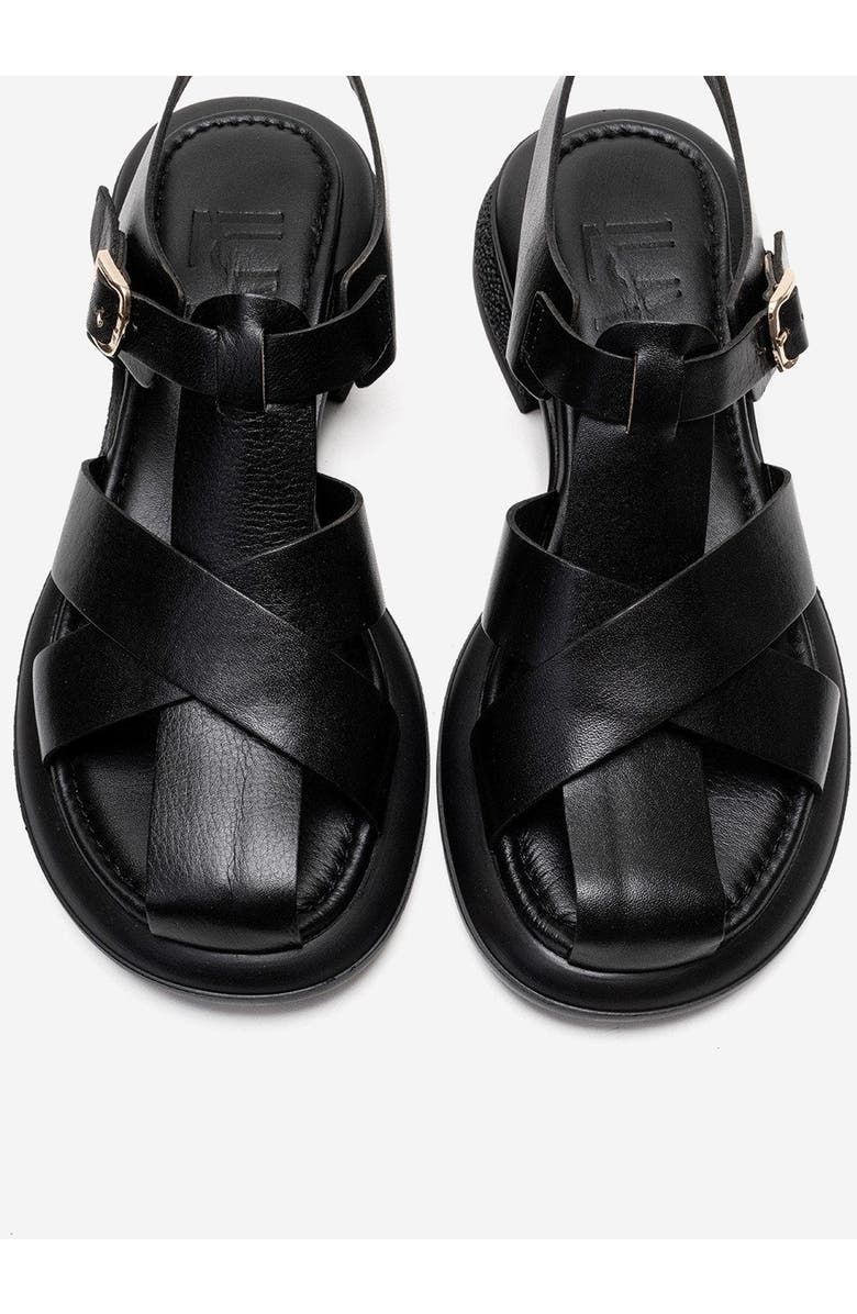 Forever & Always Shoes Guido Leather Sandal, Alternate, color, Black