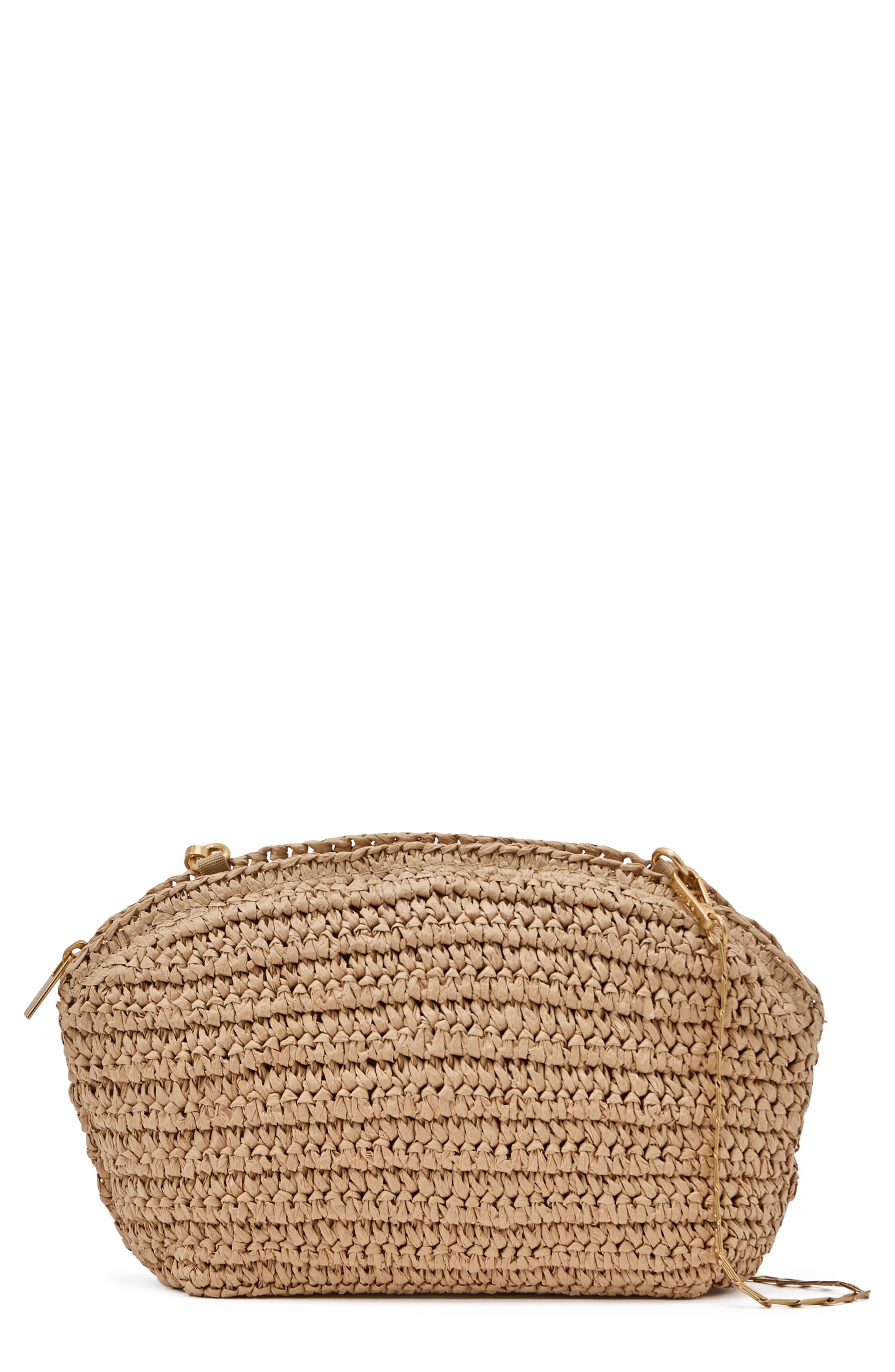 Reiss Fern Straw Clutch, Main, color, Natural