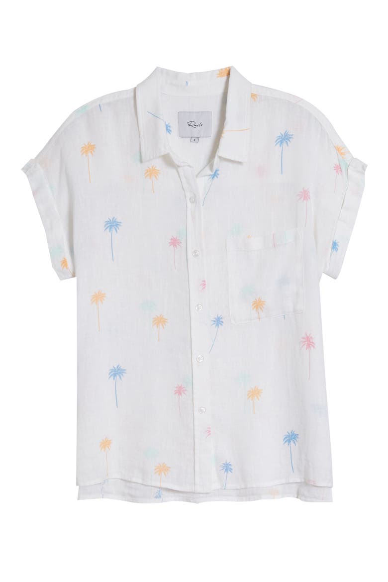 Whitney Print Shirt, Alternate, color, NEON PALMS