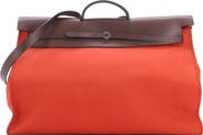 Pre-Owned Hermes Herbag Zip Leather and Toile 50