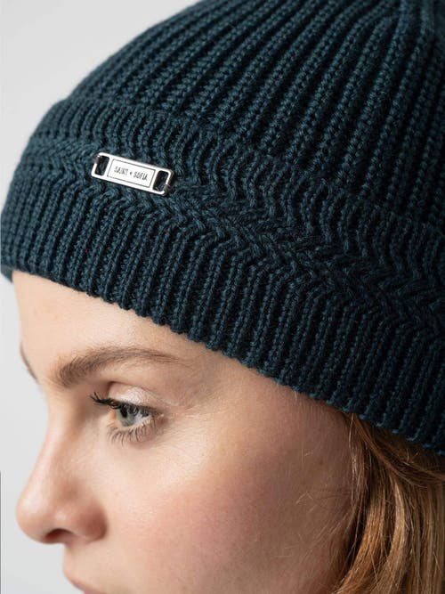 Saint + Sofia Merino Beanie In Blue
