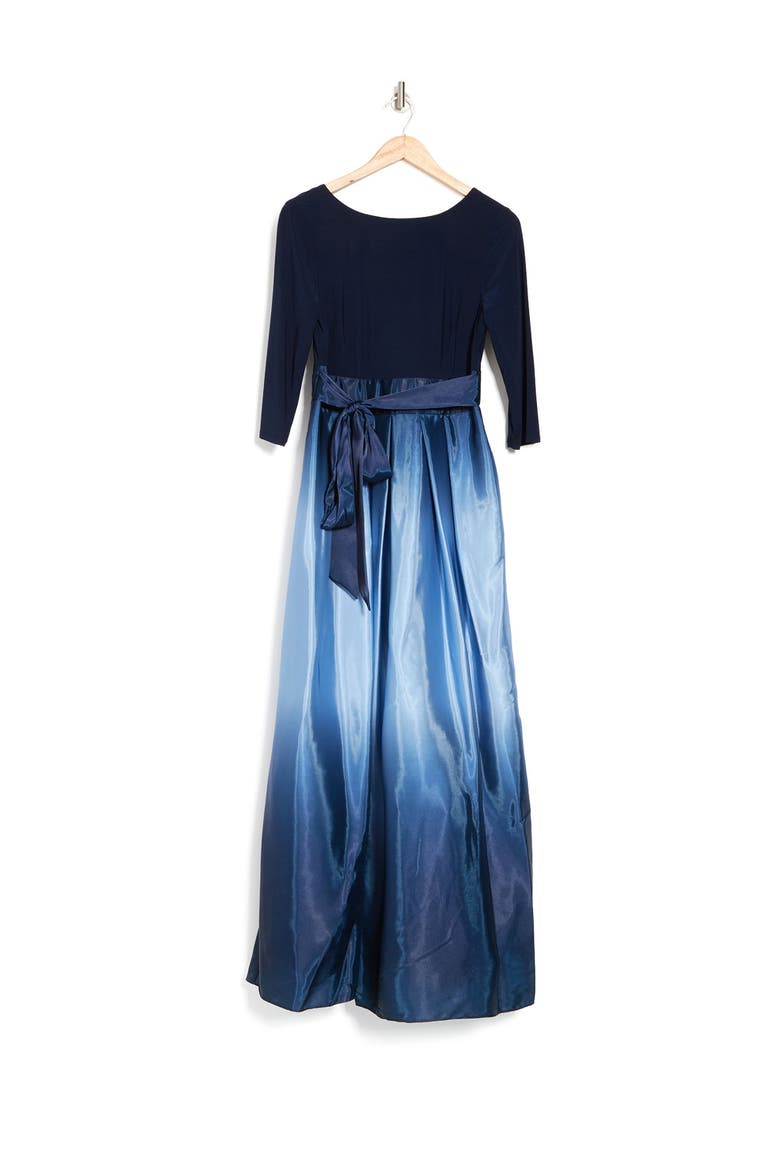 Tie Waist Ombrè Skirt Gown, Alternate, color, NAV/WED