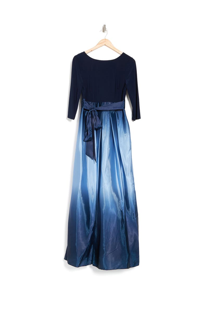 SL FASHIONS Tie Waist Ombrè Skirt Gown, Alternate, color, Nvw