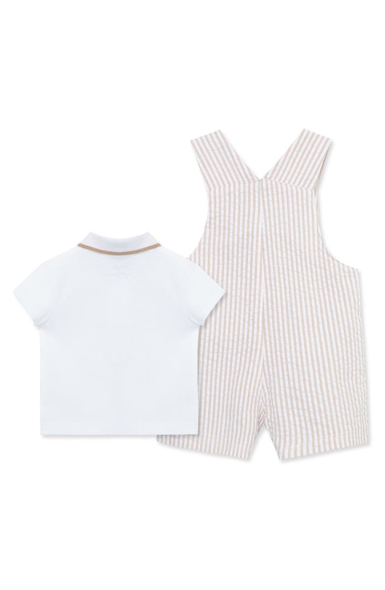 Little Me Cotton Polo & Puppy Embroidered Shortalls Set, Alternate, color, 