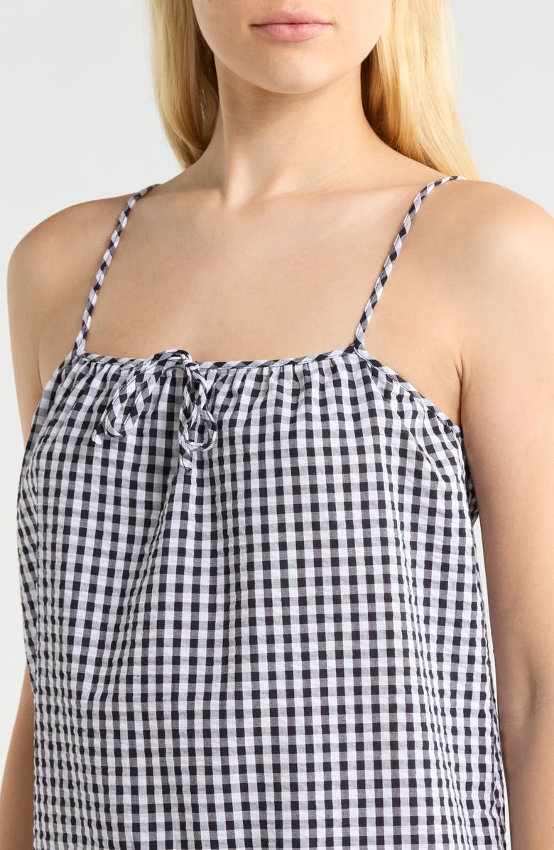 French Connection Gingham Seersucker Chemise, Alternate, color, Utility Blue Combo