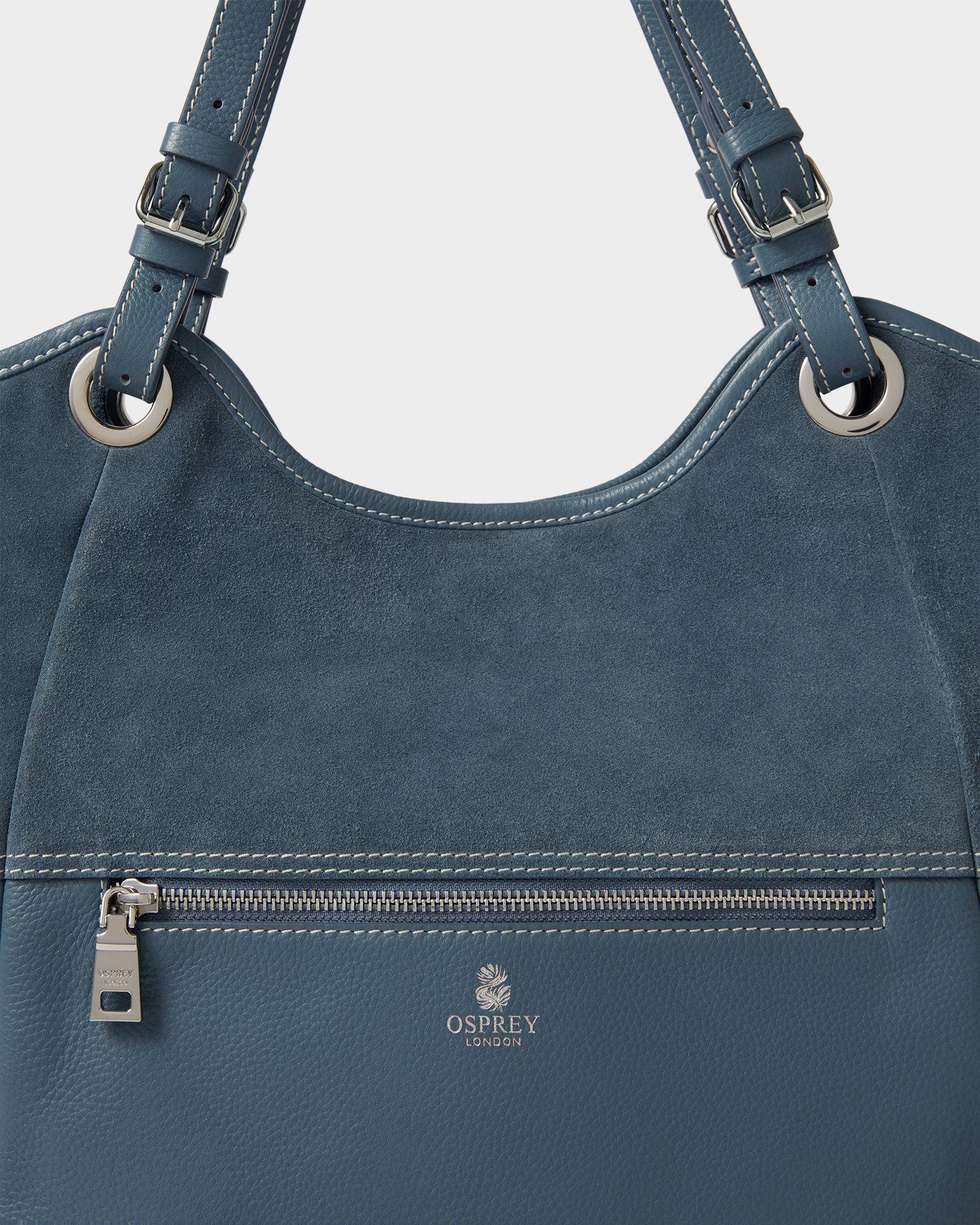 The Luxe Woodstock Suede & Leather Tote Bag, Alternate, color, Denim