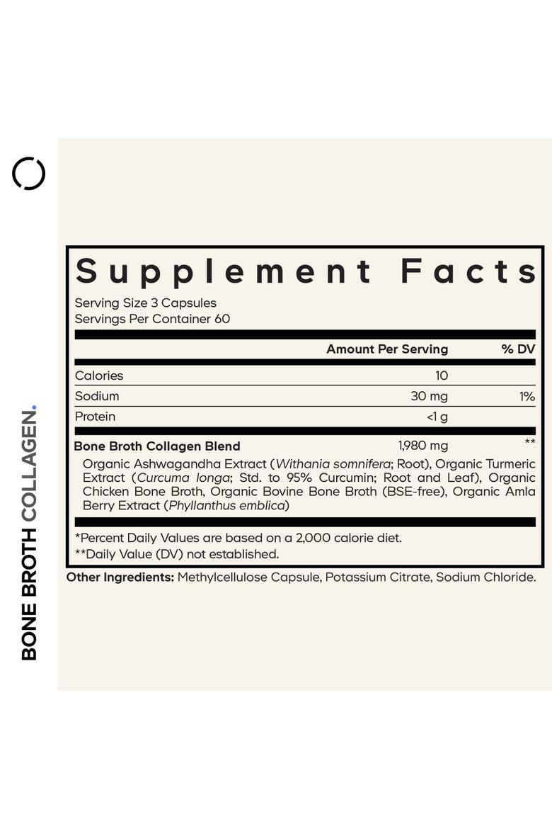 Bone Broth Collagen Peptides Supplement, Alternate, color, White