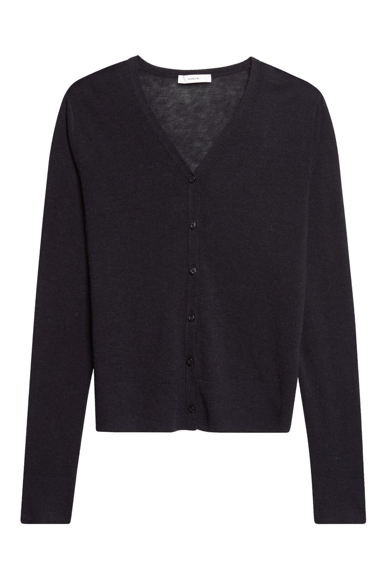 Wool V-Neck Cardigan, Alternate, color, BLACK
