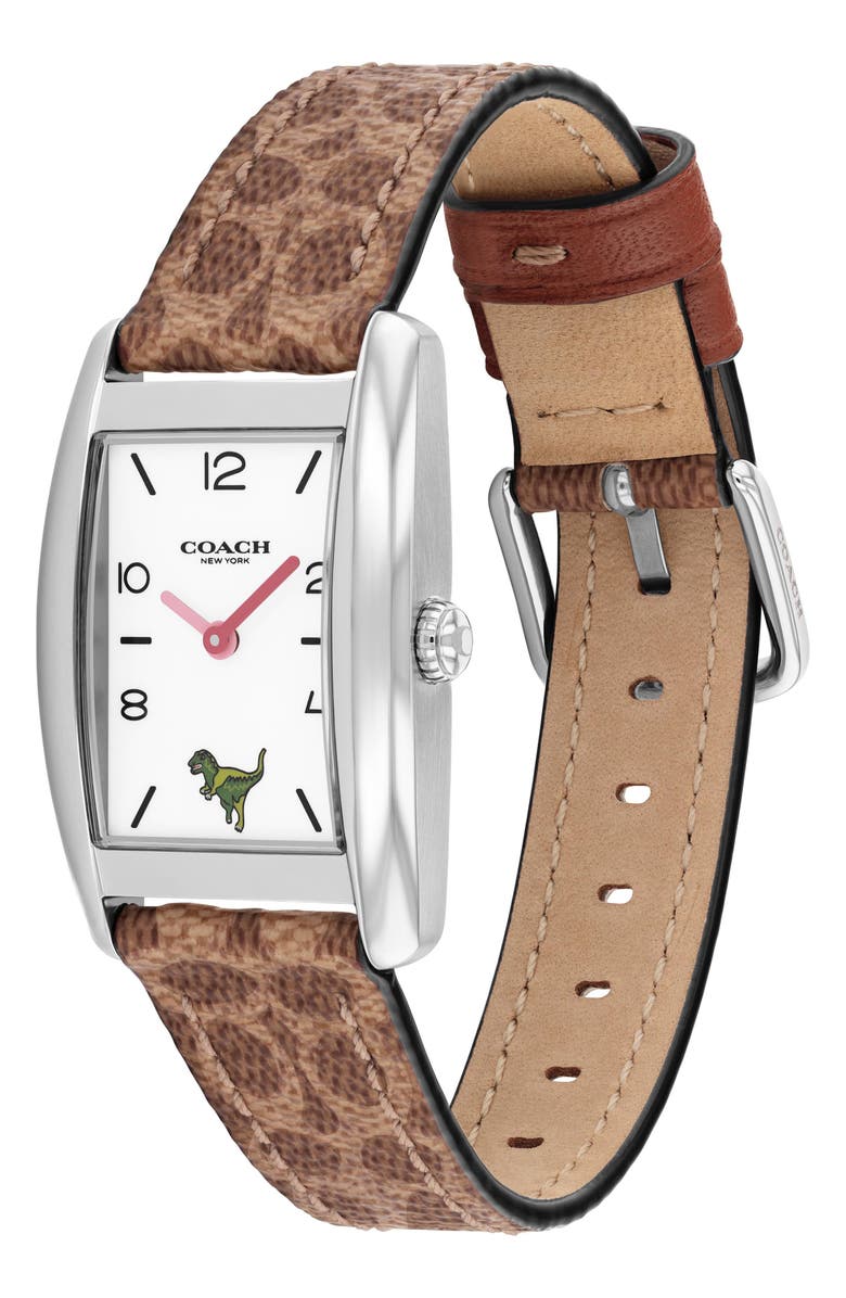 COACH Reese Leather Strap Watch, 24mm x 35mm, Alternate, color, White