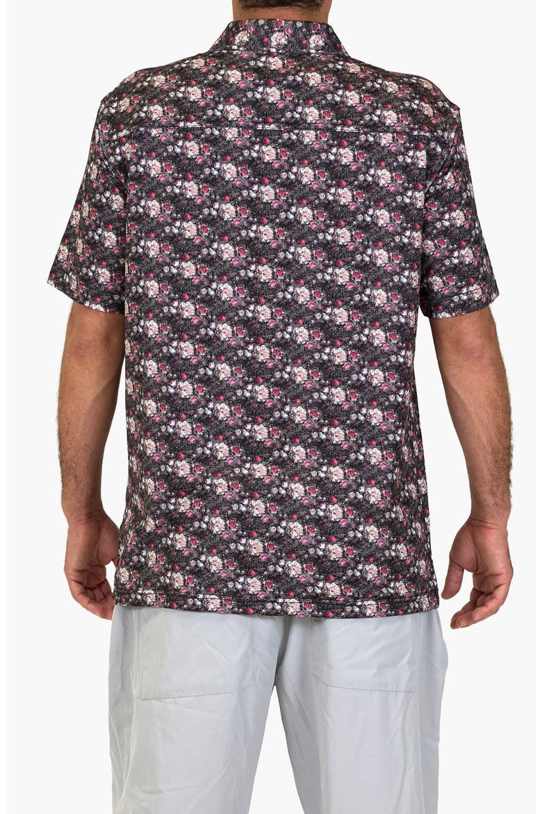 Digi Floral Aqua Terra Performance Short Sleeve Button-Up Shirt, Alternate, color, RED MULTI