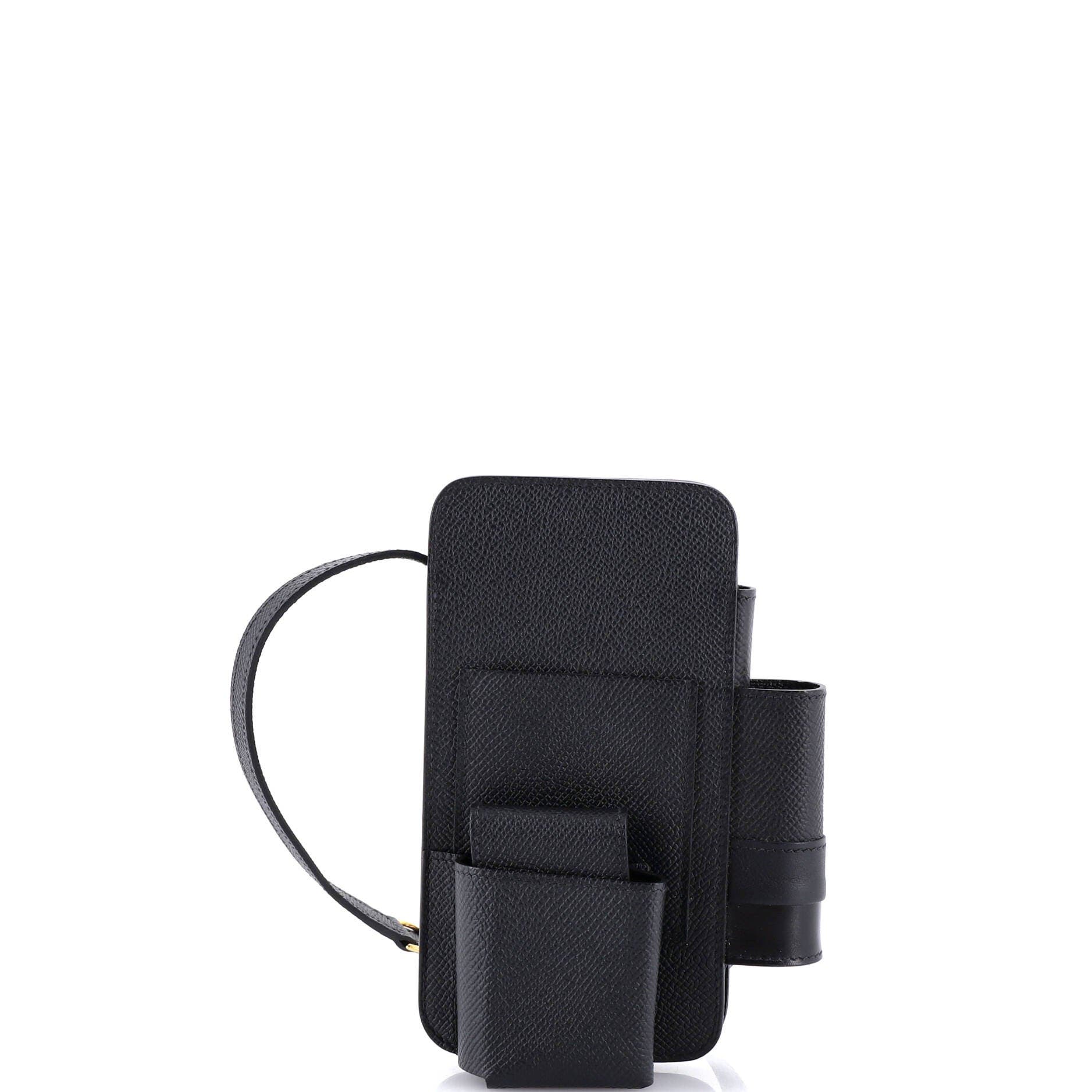 Pre-Owned Hermes Hermesway Phone Case Crossbody Bag Epsom, Main, color, Noir