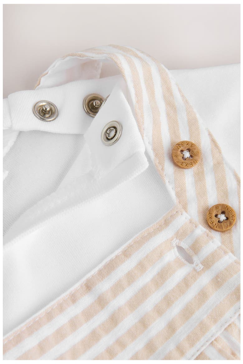 Seersucker Cotton Overalls & T-Shirt Set, Alternate, color, NEUTRAL