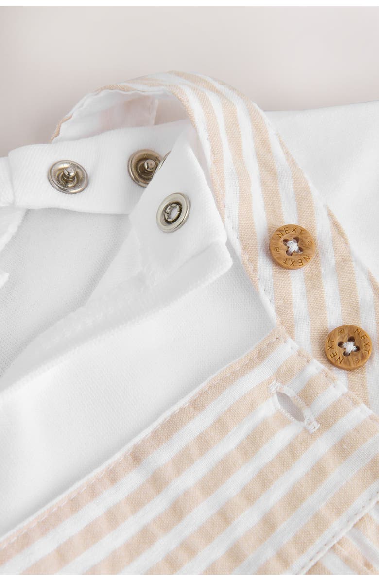 NEXT Seersucker Cotton Overalls & T-Shirt Set, Alternate, color, Neutral