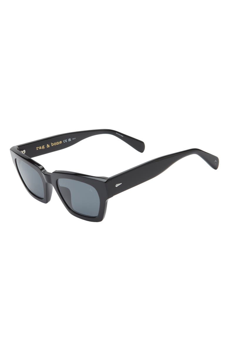 rag & bone 51mm Rectangle Sunglasses, Alternate, color, Black