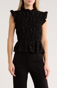 ELIE ELIE TAHARI Ruffle Neck Sleeveless Peplum Top