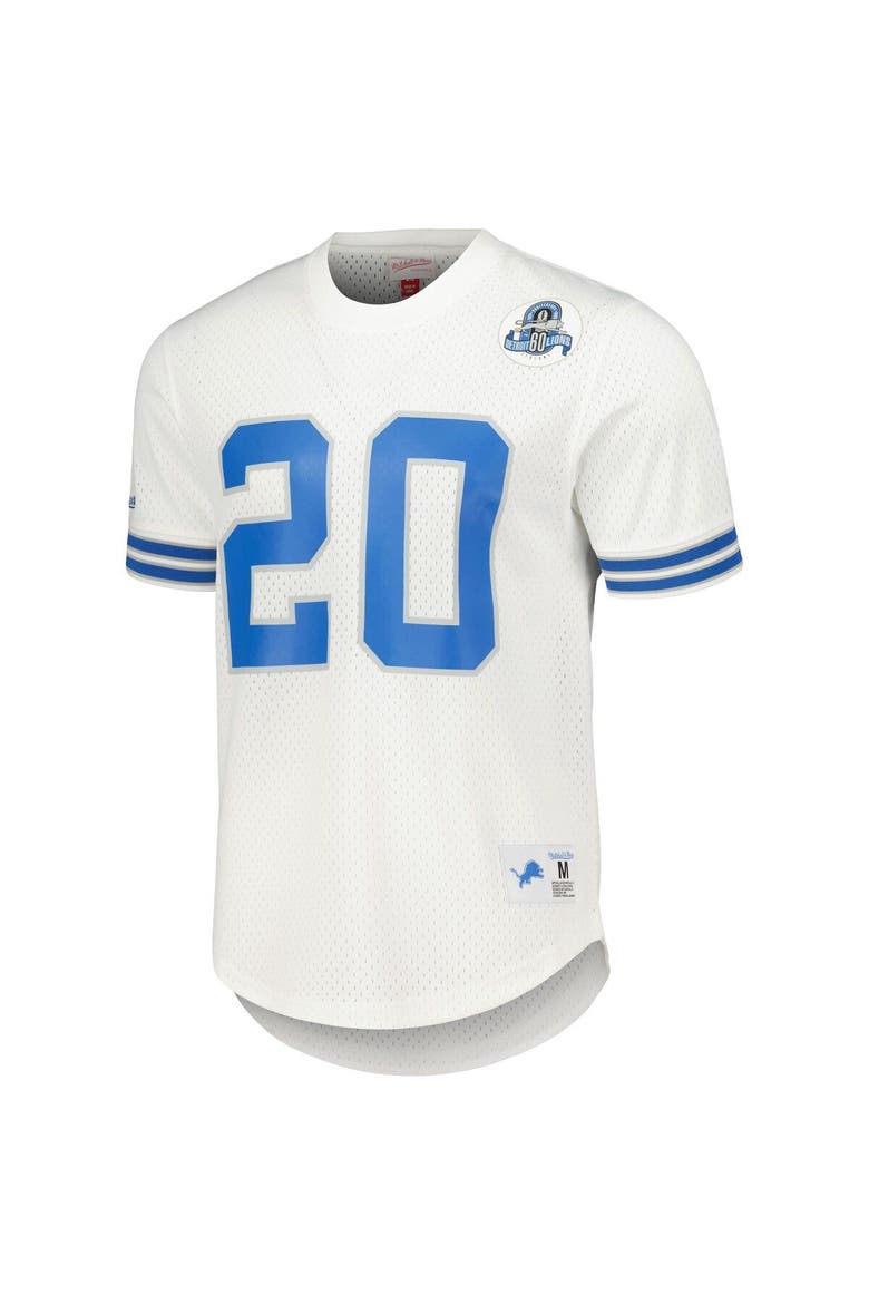 Men's Mitchell & Ness Barry Sanders White Detroit Lions Retired Player Name & Number Mesh Top, Alternate, color, White