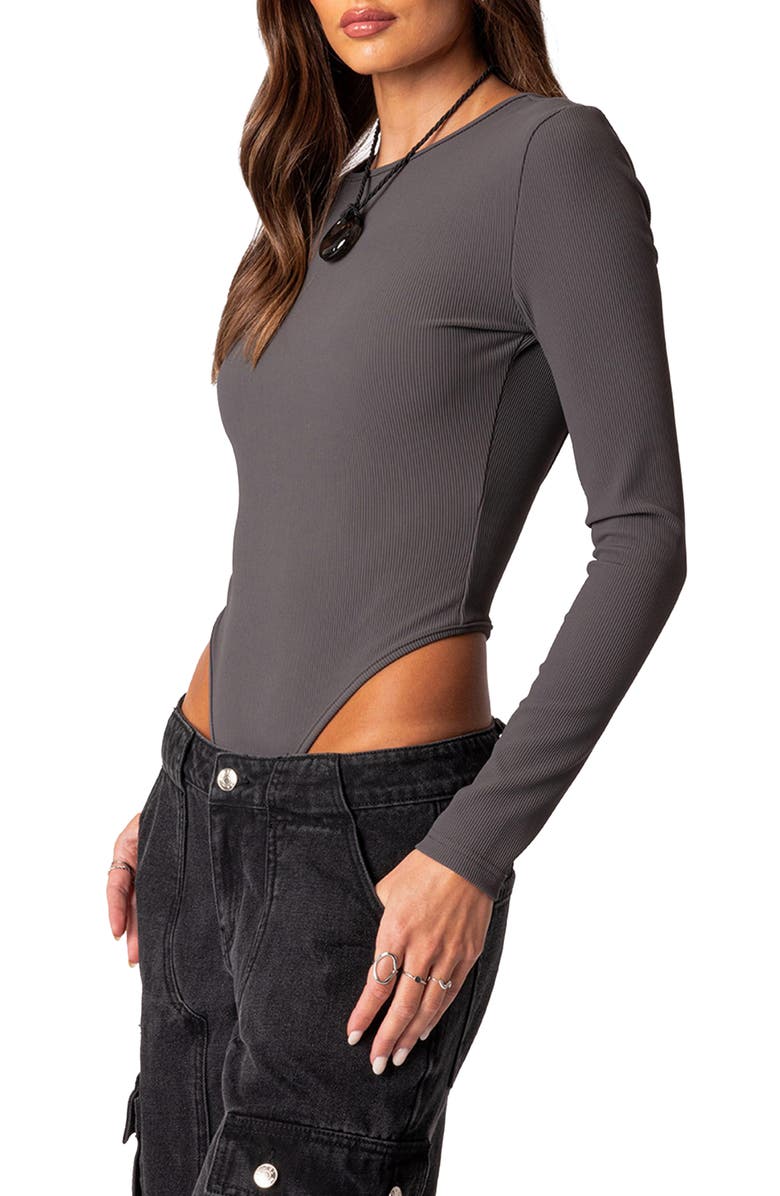 EDIKTED Dance Academy Open Back Long Sleeve Bodysuit, Alternate, color,