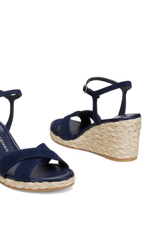 Stuart Weitzman Dayna Wedge Sandal In Nice Blue/natural