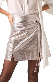 Zig Faux Leather Skirt