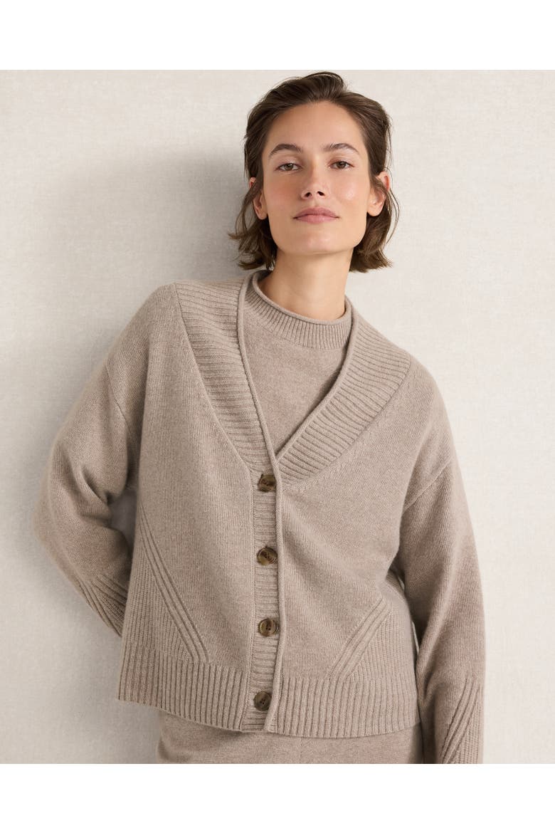 Featherweight Cashmere Directional Stitch Cardigan, Main, color, Mushroom Hthr