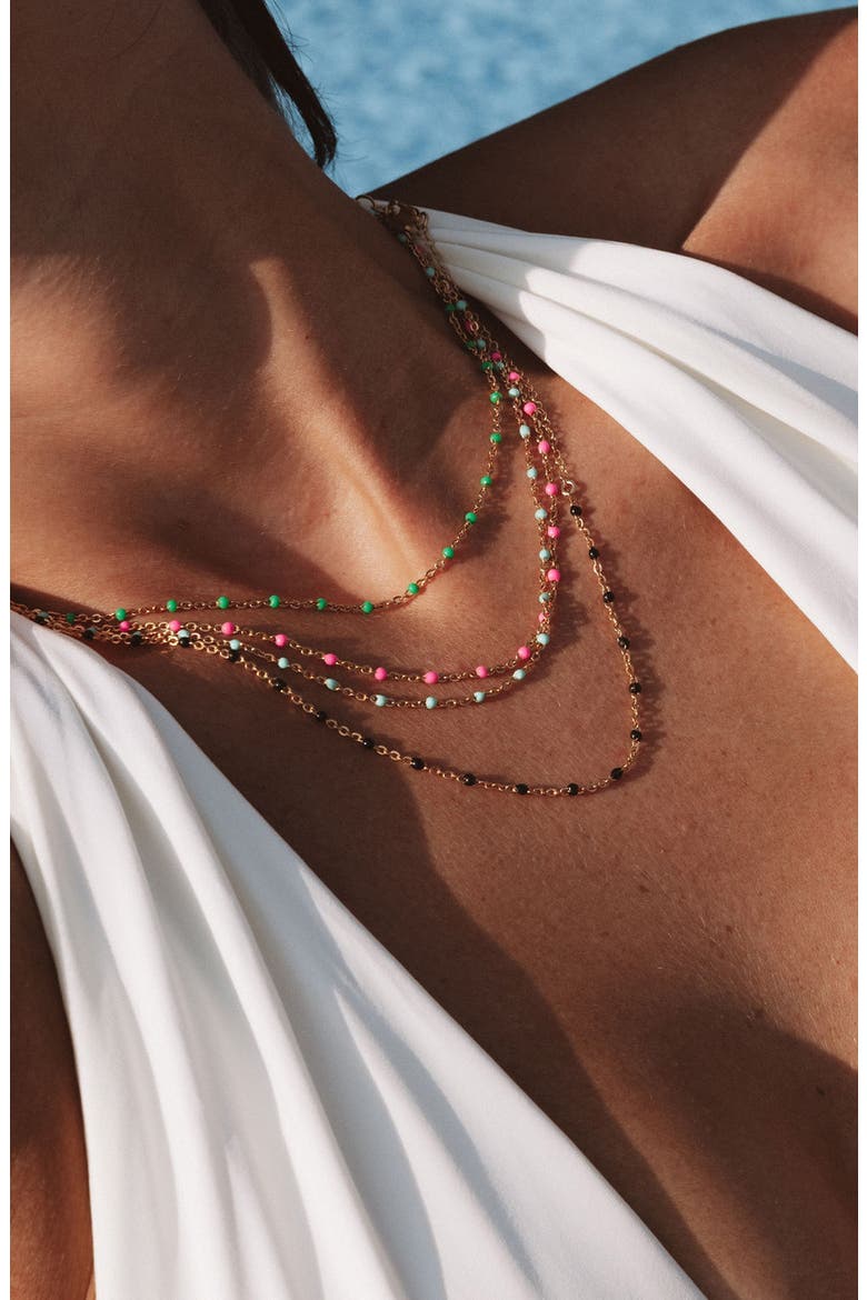 Kaz Bead Station Necklace, Alternate, color, GOLD/ PINK