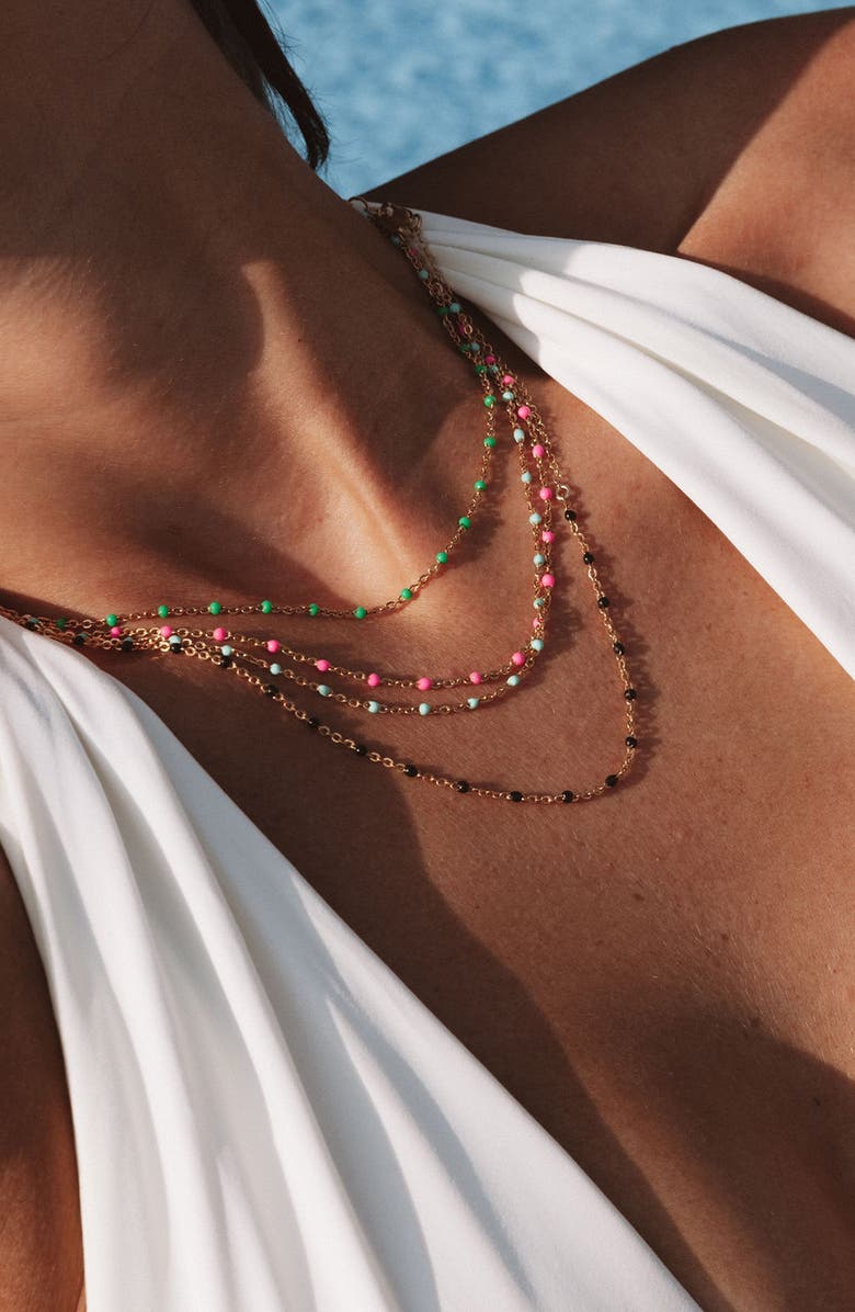 Set & Stones Kaz Bead Station Necklace, Alternate, color, Gold/ Black