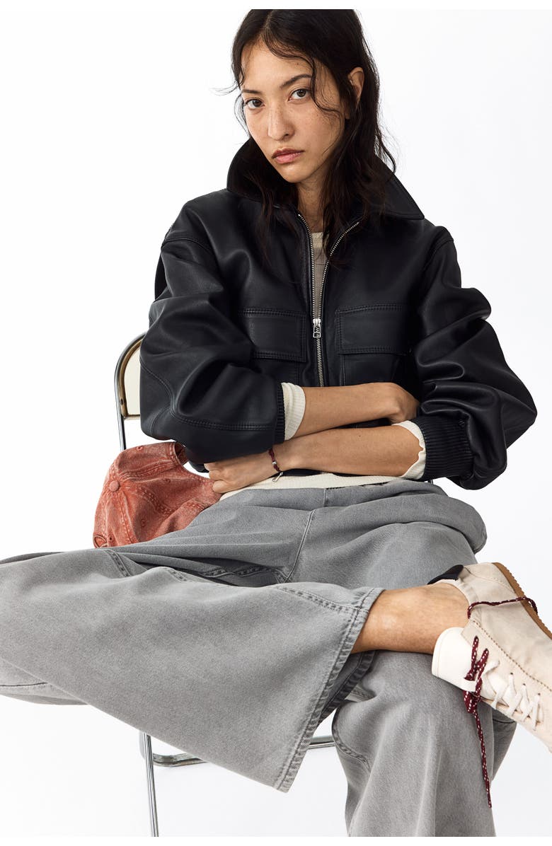 H&M Denim drawstring pants, Alternate, color, Gray