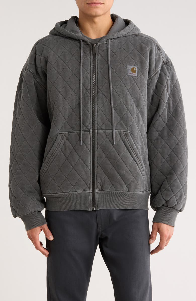 Carhartt Work In Progress Vista Quilted Hooded Jacket, Alternate, color, Black Garment Dyed