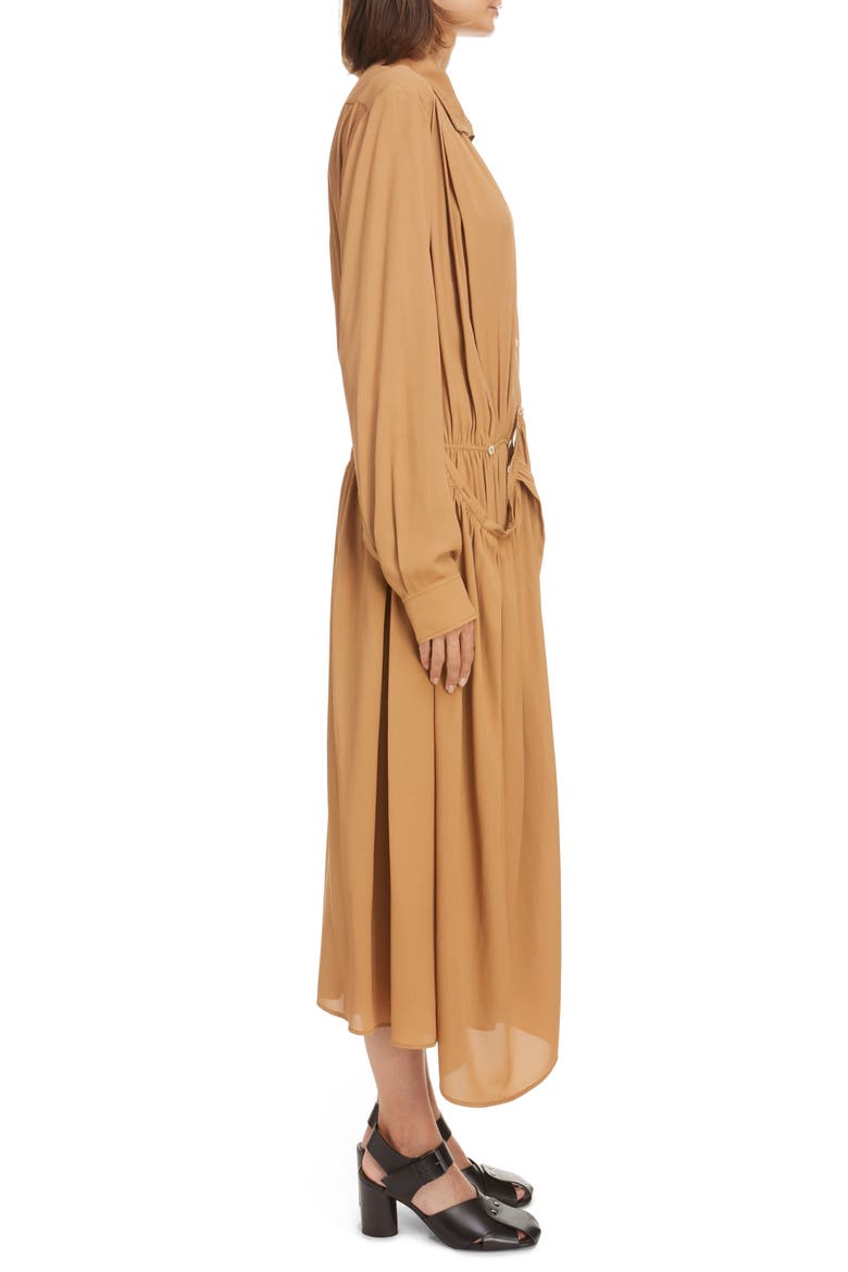 Asymmetric Long Sleeve Apron Dress, Alternate, color, CARAMEL 413