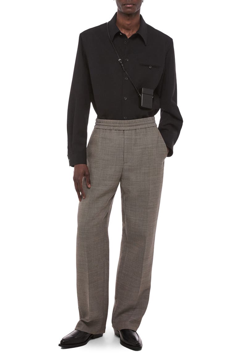 Sharkskin Elastic Waist Trousers, Alternate, color, BEIGE MELANGE