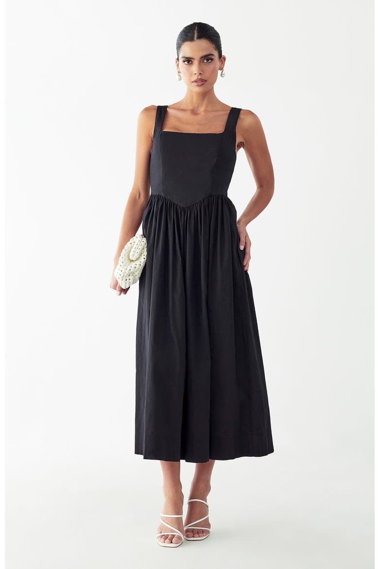 Lyla Midi Dress, Alternate, color, Black
