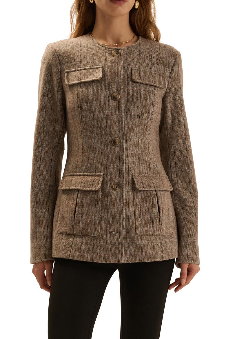 Spencer Herringbone Wool Blend Jacket, Main, color, NATURAL HERRINGBON