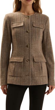 Favorite Daughter Spencer Herringbone Wool Blend Jacket
