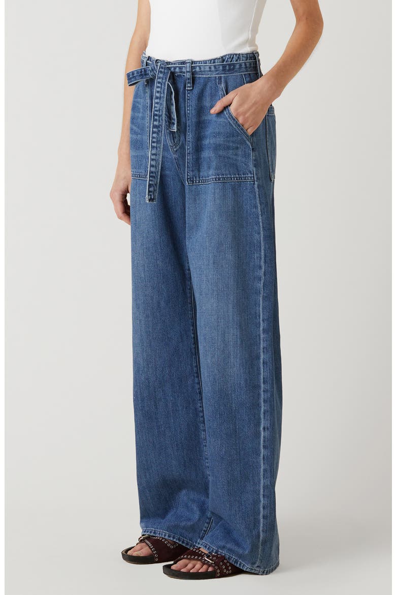 Rory Relaxed Tie Waist Wide Leg Jeans, Alternate, color, CASCADE