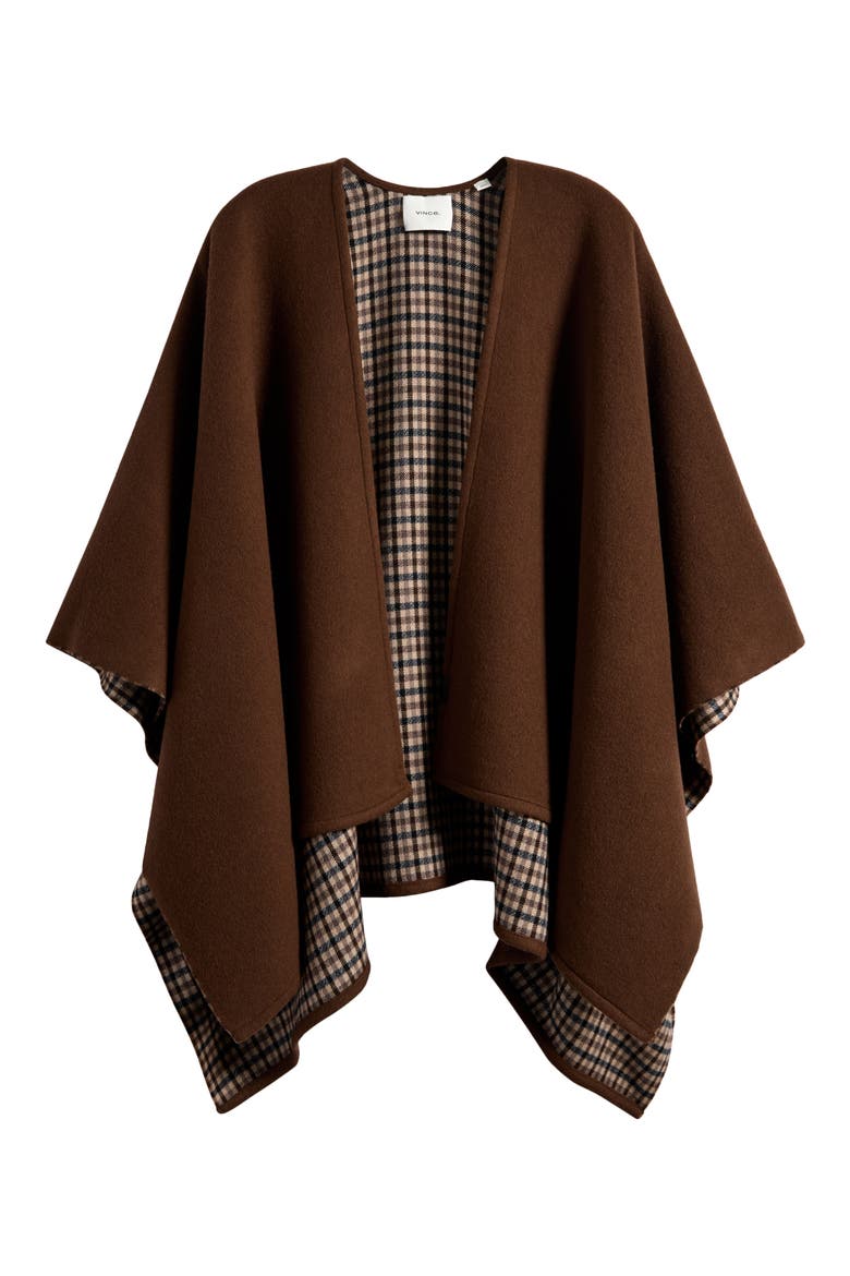Double Face Wool & Cashmere Cape, Main, color, BLACK GRAPE