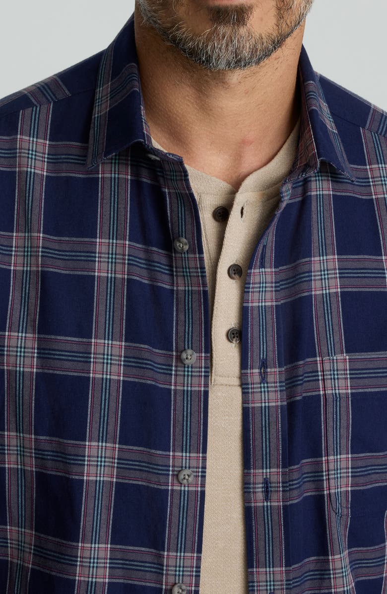 UNTUCKit Gahard Plaid Cotton Flannel Button-Up Shirt, Alternate, color, Navy