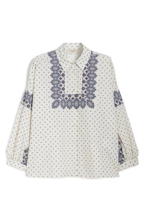 Weekend Max Mara Adda Bandana Print Cotton Button-up Shirt In White