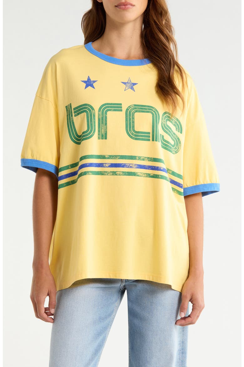 Brazil World Cup Graphic Cotton Ringer T-Shirt, Main, color, HOLLYWOOD GOLD COMBO