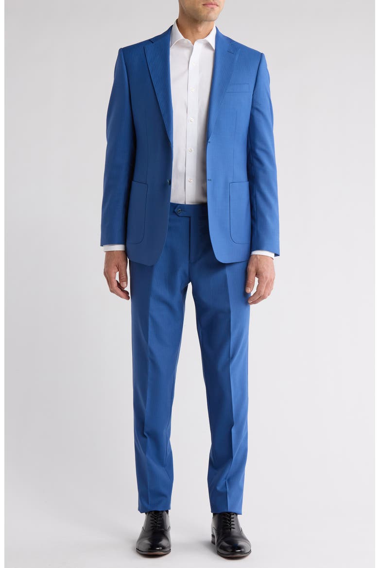 Solid Blue Wool Blend Suit, Main, color, BLUE