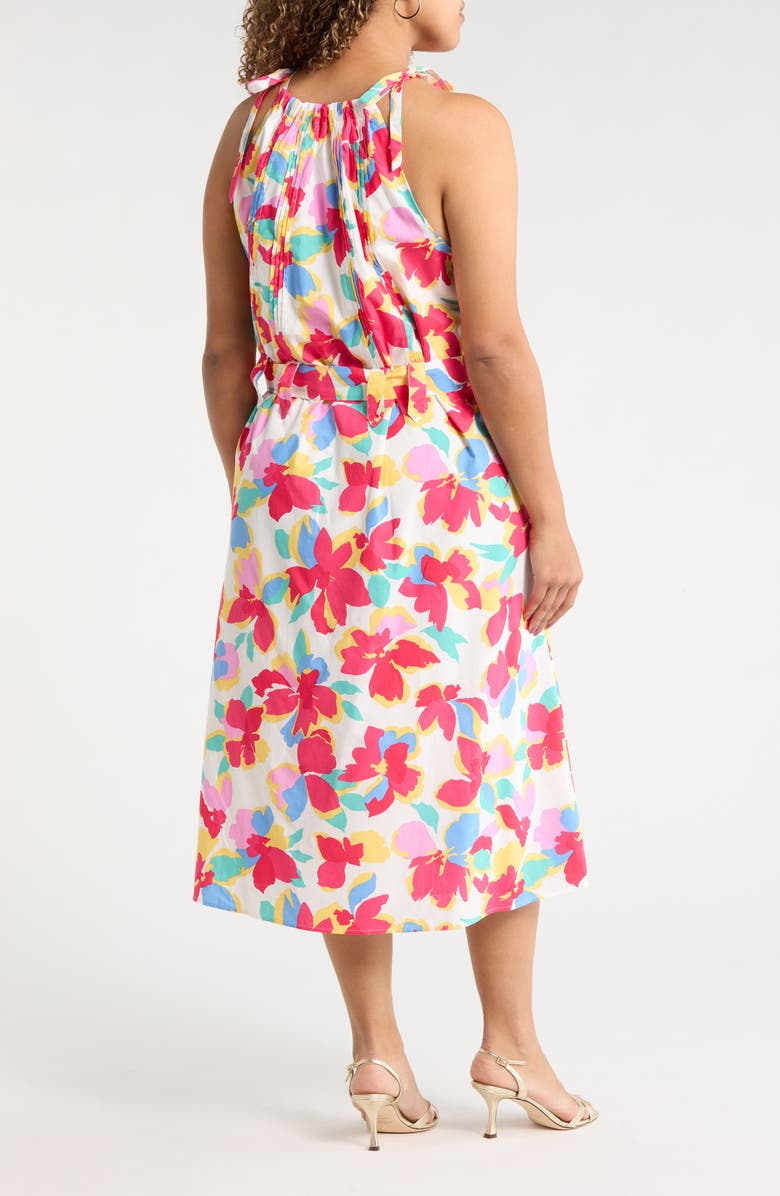 SUGARLIPS Yani Luvi Belted Floral Sleeveless Midi Dress, Alternate, color, Fuchsia-Multi