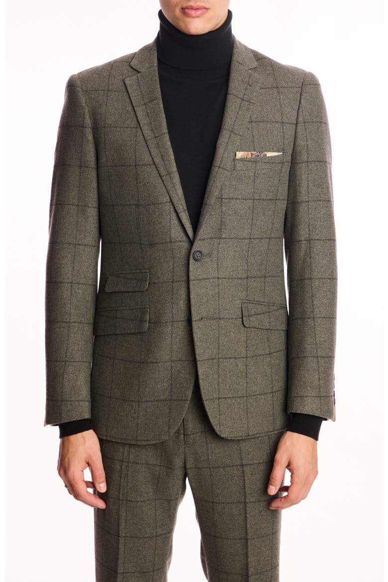 Dover Slim Fit Sage Windowpane Wool Blend Blazer, Main, color, SAGE WINDOWPANE