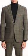 PAISLEY & GRAY Dover Slim Fit Sage Windowpane Wool Blend Blazer