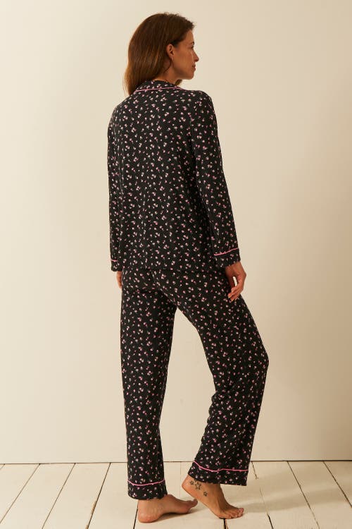 Stripe & Stare Long Pyjama Set In Black