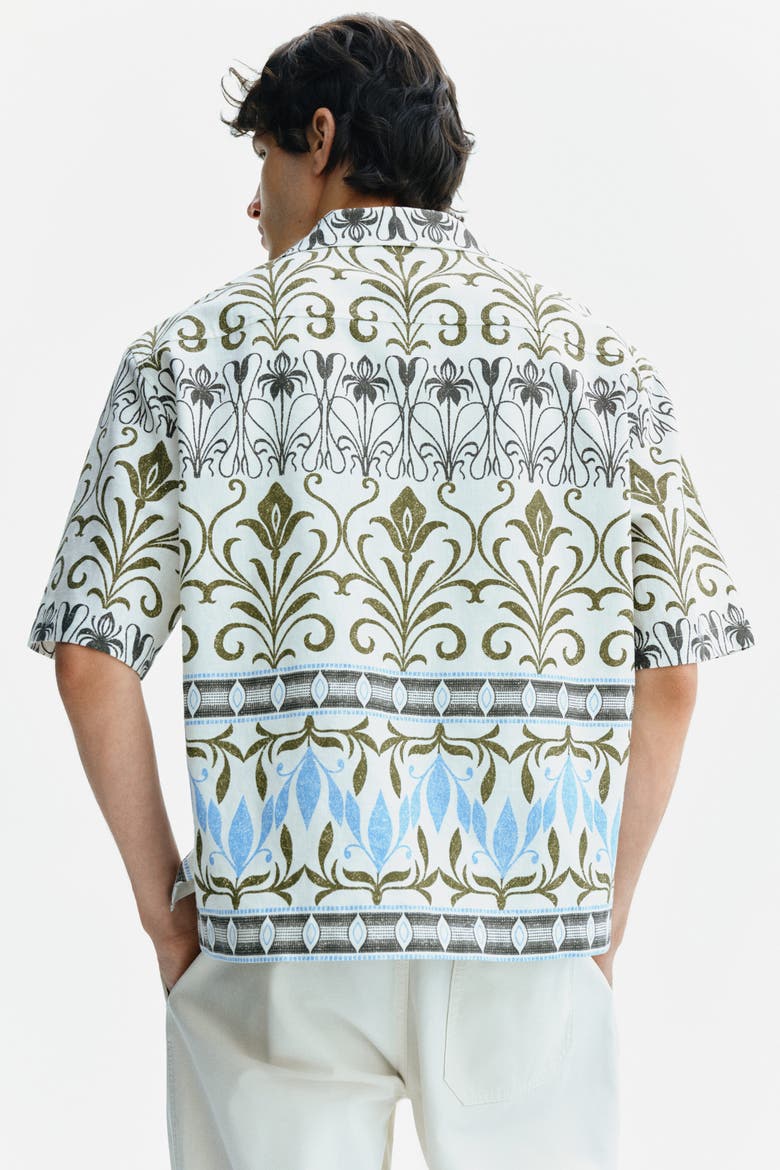 Relaxed Fit Patterned Resort Shirt, Alternate, color, Cream/patterned