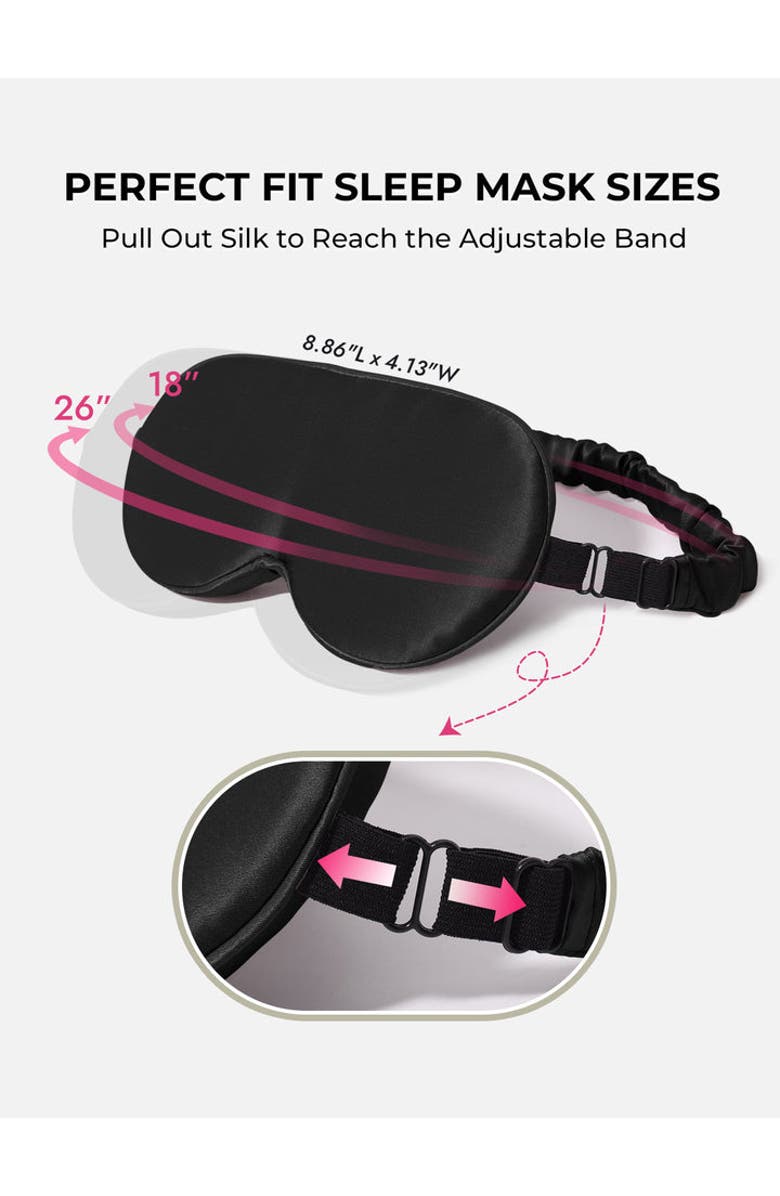 SILKSILKY 22 Momme Mulberry Silk Upgraded 3D Adjustable Eye Mask, Alternate, color, Black
